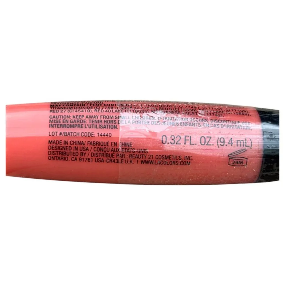 L.A. Colors Moisturizing Lip Gloss LG930‎ Coral Crush- Sealed- New without Box